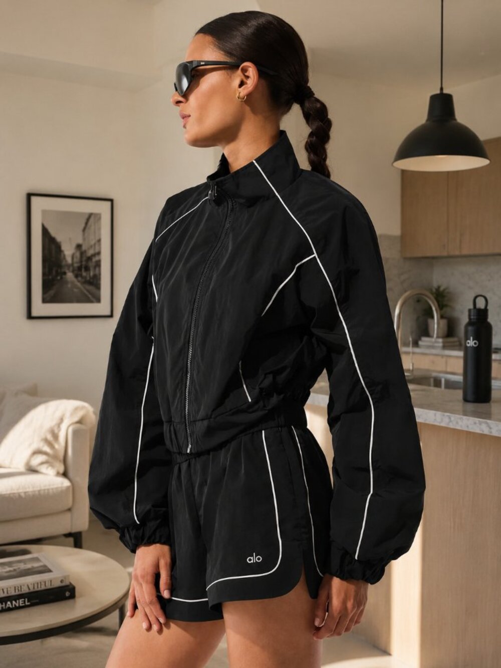Alo Yoga Motivate Full-Zip Track Jacket And Short Set Size S